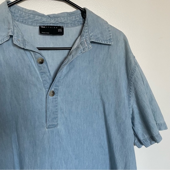 asos light chambray a-line collared dress - Picture 3 of 5